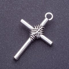Фурнітура підвіска хрест L-40мм d1-3,5 мм колір срібло фас.6шт купити біжутерію дешево в інтернеті