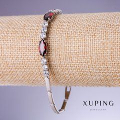 Браслет Xuping з червоними цирконами "Рубін" s-3-6мм L-18-19см родій 18К