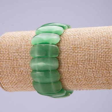 Браслет з натурального каменю Котяче око зелене ланка 25х11мм на резинці купити біжутерію дешево в інтернеті