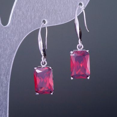 Сережки з кристалами "Червоні" 1,3х0,8см купити біжутерію дешево в інтернеті
