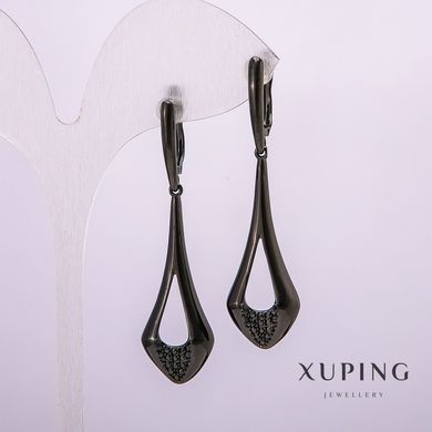 Сережки Xuping Чорний Родій з чорними стразами 55х18х14мм + - купити біжутерію дешево в інтернеті