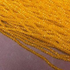 Намистини Чеський Кришталь на волосіні сонячне прозоре гранований рондель d-3х2,5мм + - L-36-38см + -