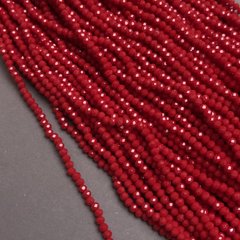 Намистини Чеський Кришталь на волосіні червоне гранований рондель d-3х2,5мм + - L-36-38см + - купити біжутерію