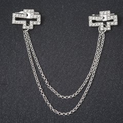 Брошь для кардиганов Крестики цвет металла "серебро" цепочка 10 см купить оптом дешево в интернет