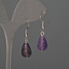 Сережки Аметист крапля 10х15мм+- L-35мм+-