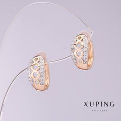 Сережки Xuping з білими стразами d-7мм L-13мм позолота 18к, родій
