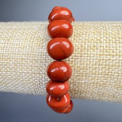 Браслет Червона Яшма натуральний камінь крупна галтівка d-12х10мм+- L-18см+- (стрейч) купити біжутерію дешево