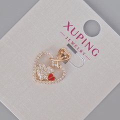 Кулон Xuping "Серце" з білими стразами та червоною емаллю d-18х14мм+- Позолота 18К купити біжутерію дешево в