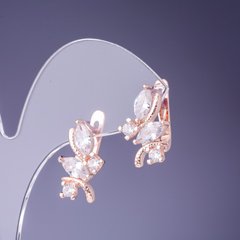 Сережки з білими кристалами 19х12мм золотистий метал купити біжутерію дешево в інтернеті