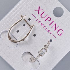 Сережки Xuping з білими стразами та кристалом d-18х4мм, родій