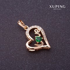 Подвеска Xuping Love зеленый камень цвет "золото" 27х16мм купить дешево в интернете
