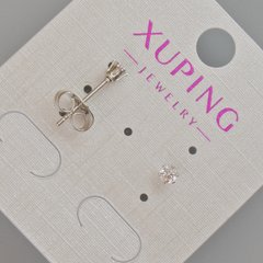 Сережки пусети Xuping з білим кристалом d-3,5мм+- Родій купити біжутерію дешево в інтернеті