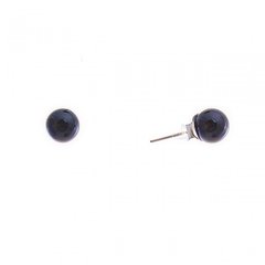 Сережки-пусети Кулька з чорним агатом, метал під срібло, 8мм купити біжутерію дешево в інтернеті