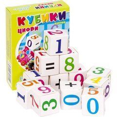 Від 3 шт. Кубики "Цифри і знаки" КАРТОН в коробочці