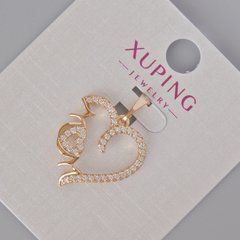 Кулон Xuping "Серце" з білими стразами d-23х18мм+- Позолота 18К
