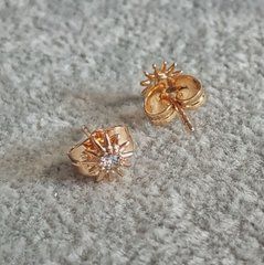 Сережки пусети кульчики Xuping Позолота 18К з білим кристалом d-6,5мм + -