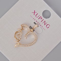Кулон Xuping "Серце" з білими стразами d-23х18мм+- Позолота 18К купити біжутерію дешево в інтернеті
