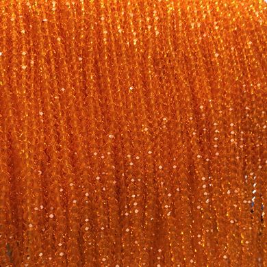 Намистини Чеський Кришталь на волосіні помаранчеве прозоре гранований рондель d-3х2,5мм + - L-36-38см + -