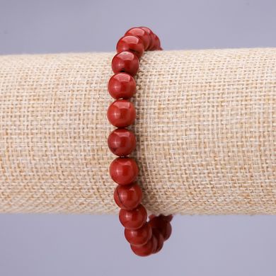 Браслет на резинці натуральний камінь Яшма червона d-8мм+- купити біжутерію дешево в інтернеті