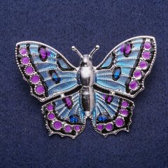 Брошка Метелик з емаллю сріблястий метал 43х60мм купити біжутерію дешево в інтернеті