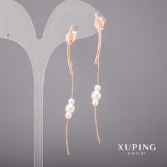 Сережки Xuping з перлами Майорка 6х75мм Позолота 18К купити біжутерію дешево в інтернеті