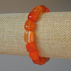 Браслет Агат помаранчевий натуральний камінь брусок d-9х12мм+- L-18см+- (стрейч) купити біжутерію дешево в