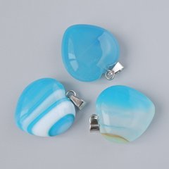 Кулон "Серце" Агат блакитний натуральний камінь d-20х20х9мм+- L-28мм+- купити біжутерію дешево в інтернеті