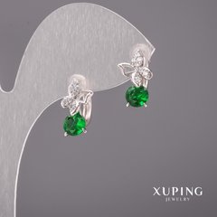 Сережки Xuping Метелики з зеленими каменями 9х15мм Родій купити біжутерію дешево в інтернеті