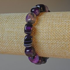 Браслет Агат фіолетовий натуральний камінь брусок d-9х12мм+- L-18см+- (стрейч) купити біжутерію дешево в