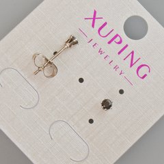 Сережки пусети Xuping з чорним кристалом d-3,5мм+- Родій купити біжутерію дешево в інтернеті