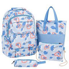 Рюкзак шкільний тканинний 44*31*14см з шопером, сумкою та пеналом BB-617 BLUE