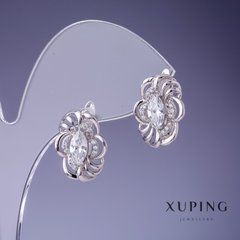 Сережки Xuping з білими кристалами 17х12мм родій