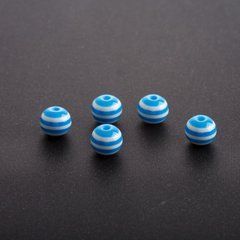 Намистина блакитна біла смужка d- 8 mm фас.70шт