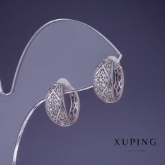 Сережки Xuping 7х13мм родій з білими кристалами