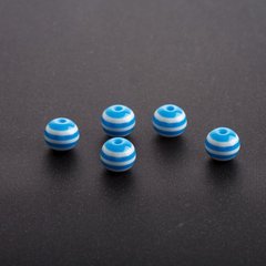 Намистина блакитна біла смужка d- 8 mm фас.70шт купити біжутерію дешево в інтернеті