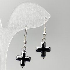 Сережки Гематит Хрест d-12мм+- L-38мм