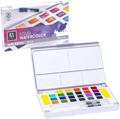 Фарби акварельні художні 24 кольори у пластиковій коробочці SDW24 купити дешево в інтернет-магазині