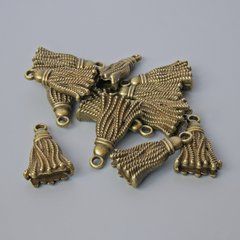 Фурнітура підвіска Пензлик d-20,5х12мм, d-отвору 1,7мм, фас.20г+- 13шт+- бронзовий колір металу