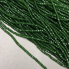 Бусины Чешский Хрусталь на леске темно-зеленое прозрачное "граненный рондель" d-3х2,5мм+- L-36см+- купить