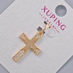 Кулон "Хрест" Xuping з білими стразами d-22х15мм+ - L-28мм+- позолота 18К купити біжутерію дешево в інтернеті