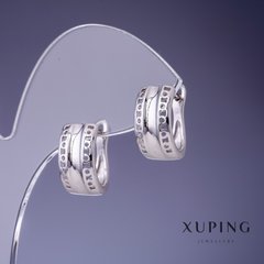 Сережки Xuping 18х8мм родій купити біжутерію дешево в інтернеті