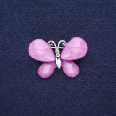Брошка Метелик міні колір бузковий 27х20мм сріблястий метал купити біжутерію дешево в інтернеті