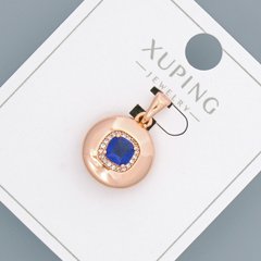 Кулон Xuping з синім кристалом та білими стразами d-14мм+ - L-20мм+- позолота 18К купити біжутерію дешево в