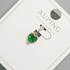 Кулон "Серце" Xuping з зеленим кристалом d-6мм+ - L-14мм+- родій купити біжутерію дешево в інтернеті