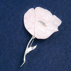 Брошка Квітка, рожевий перламутр з блискітками, срібний метал 70х46мм купити біжутерію дешево в інтернеті