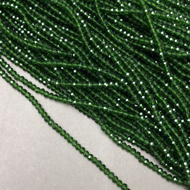 Намистини Чеський Кришталь на волосіні темно-зелене прозоре гранований рондель d-3х2,5мм + - L-36см + - купити