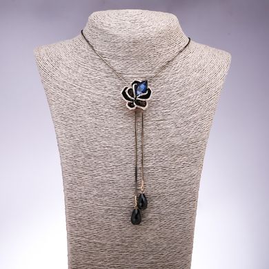 Підвіска-краватка Роза з синіми кристалами купити біжутерію дешево в інтернеті