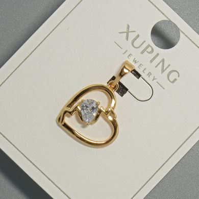 Кулон "Серце" Xuping з білим кристалом d-15х14,5мм+ - L-22,5мм+- позолота 18К купити біжутерію дешево в