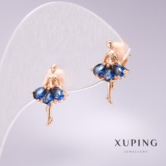 Сережки Xuping Балерина з синіми каменями 11х19мм позолота 18к купити біжутерію дешево в інтернеті