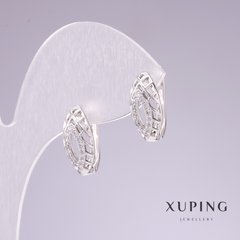 Сережки Xuping родій з білими стразами 15х8мм купити біжутерію дешево в інтернеті